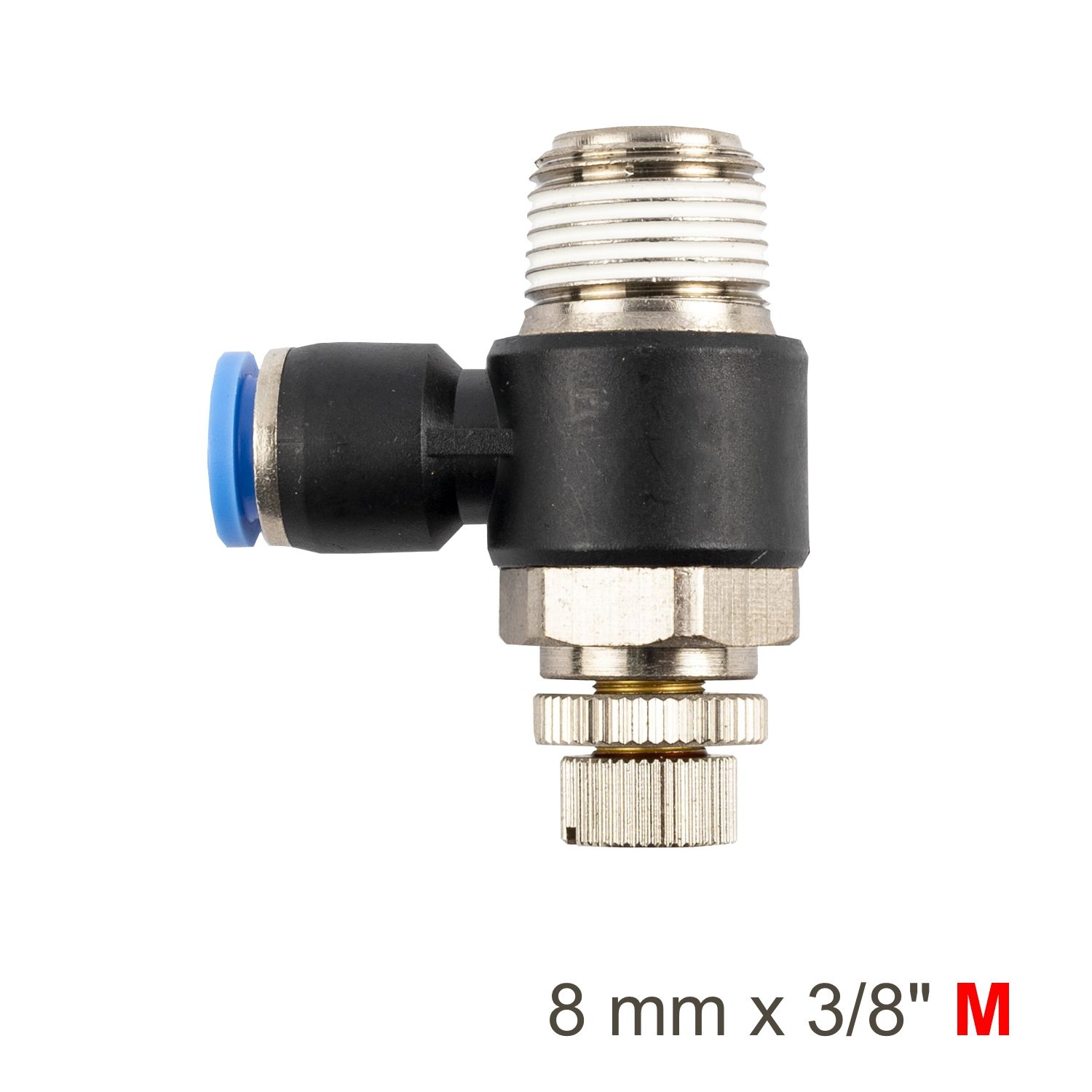Flow Control Swiv. Elbow Pu 8mm X 3/8' M